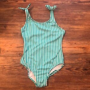 Cat & Jack l Green & White Stripe One Piece Swimsuit